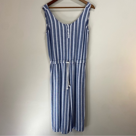 cloth & stone Pants - Cloth & Stone Women’s Striped Navy Linen Jumpsuit size Small